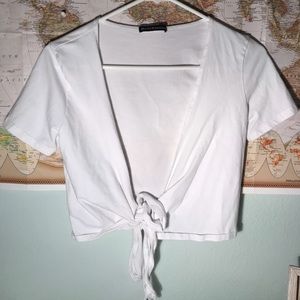 White Brandy Melville tie up shirt